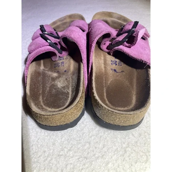 Birkenstock Arizona Sandal 36 Womens Size 6 Fuchsia Pink Suede Buckle Leather - Picture 5 of 6